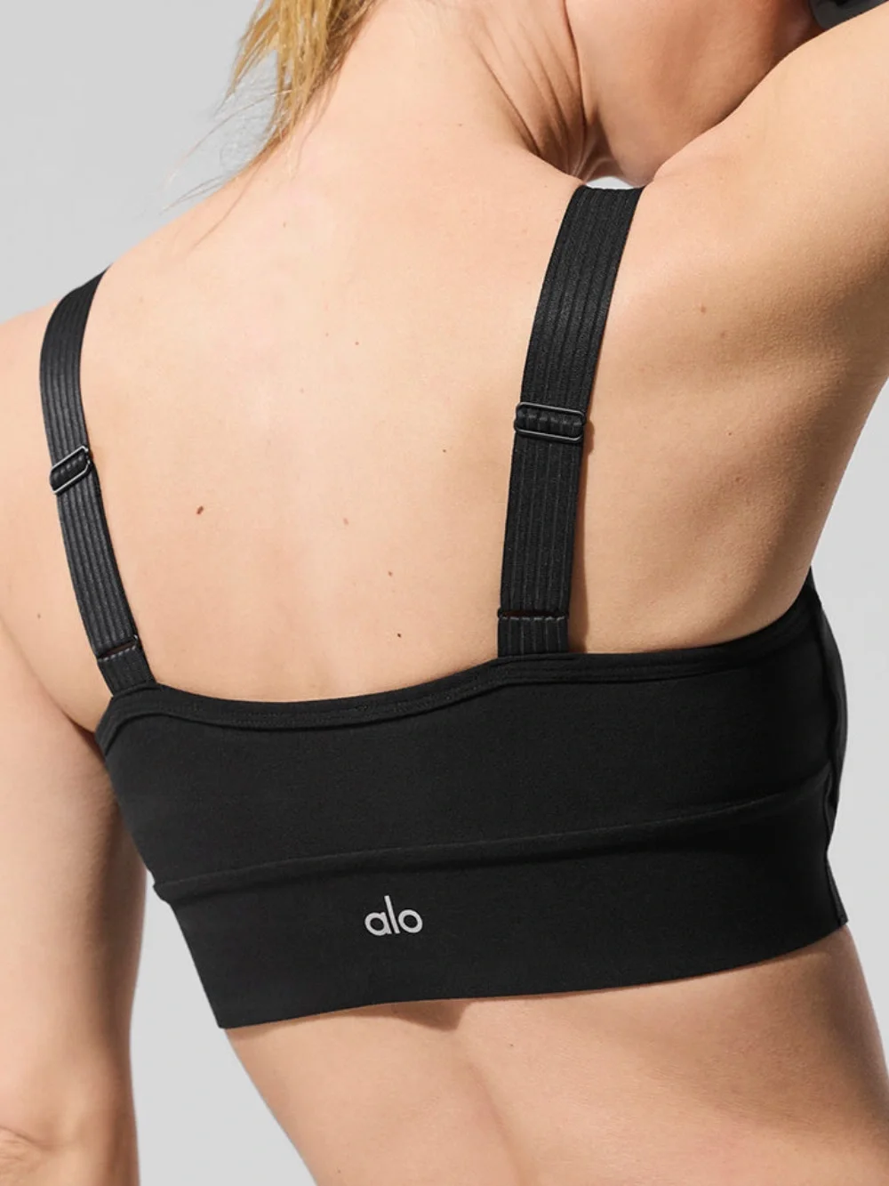 ALO Yoga Black Serve It Up Square-Neck Sports Bra